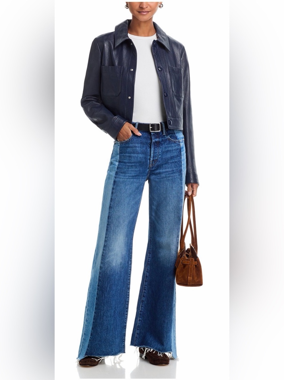 MOTHER MOTHER
The Tux Sidestepper Sneak High Rise Flare Jeans in Double Take